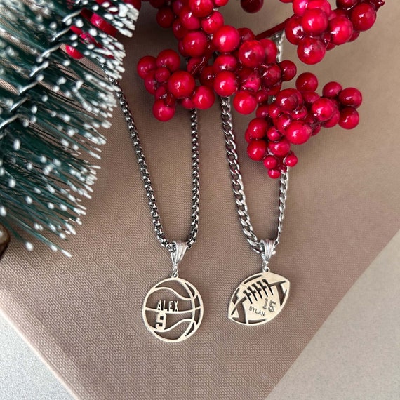 Silver Sport Jewelry Football Jewelry Custom Basketball Necklace