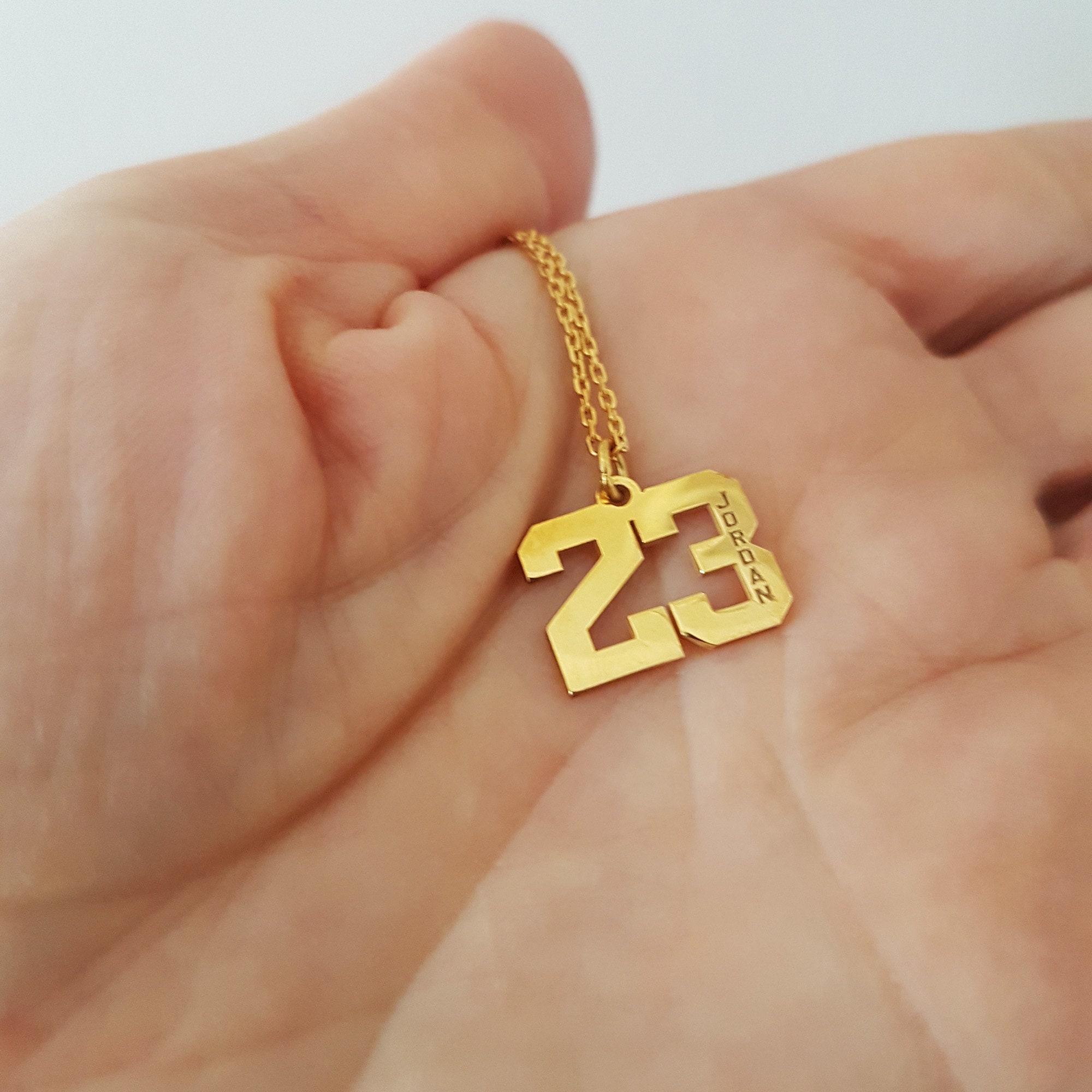 Gold Number Necklace Boys Baseball Necklace With Number Etsy