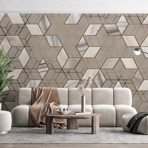 3D Cubics Wall Mural, Flower Wallpaper For Home | 3D Photo Wall Mural | Textured, Non Woven or Peel and Stick