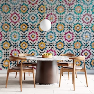 Moroccan Mosaic Interior Wallpaper | Home Wall Mural | 3D Photo Wallpaper in Non Woven or Peel and Stick Paper | Custom Size