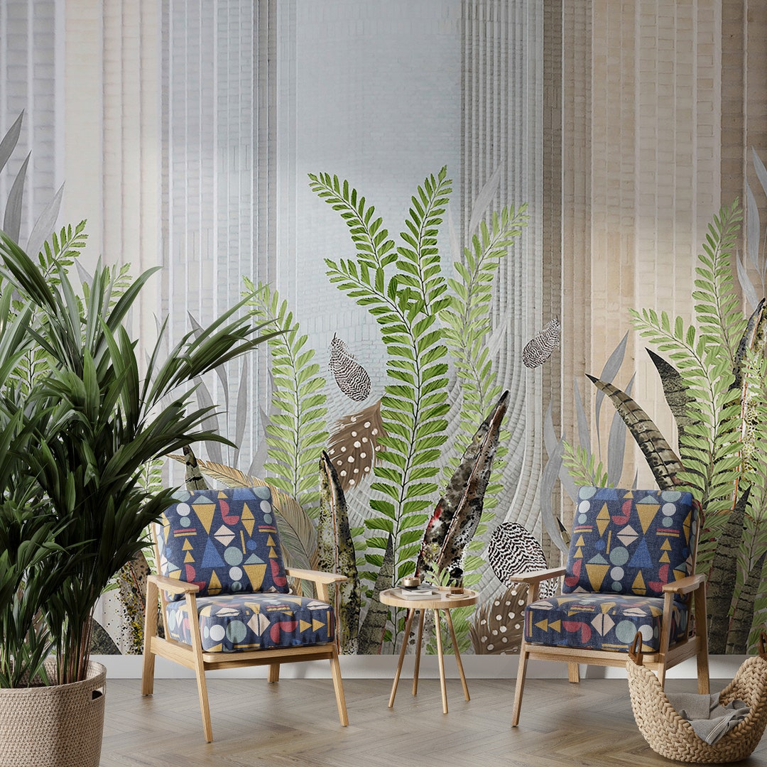 Botanical Plants Interior Wallpaper | Home Wall Mural | 3D Photo ...