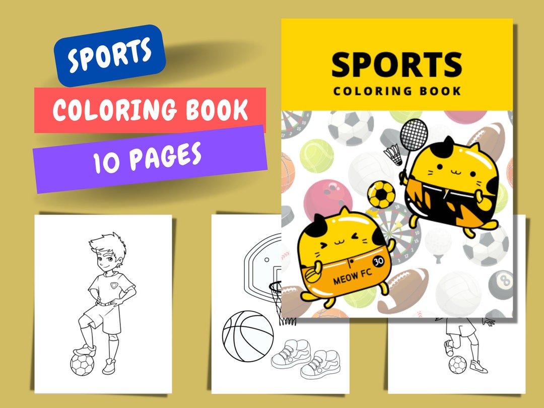 Printable Sports Coloring Book / Pages Cute Sheets for - Etsy