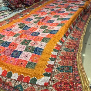 Multicolour Bandhani Patchwork Dupatta – Cotton Silk Blend with Mirror Work Embroidery