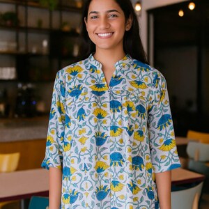 Cotton Block Print Top, Floral Print Top, Summer Top, Indian Print Top, Cotton Block Top, Summer Wear for Women 100% cotton Top