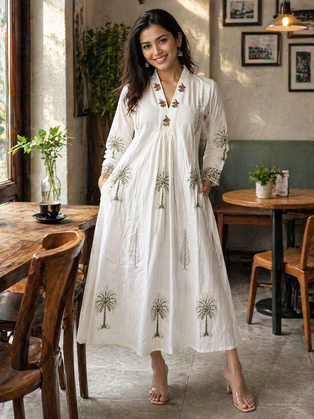 sachin and babi light blue dress Palm Tree Maxi Dress