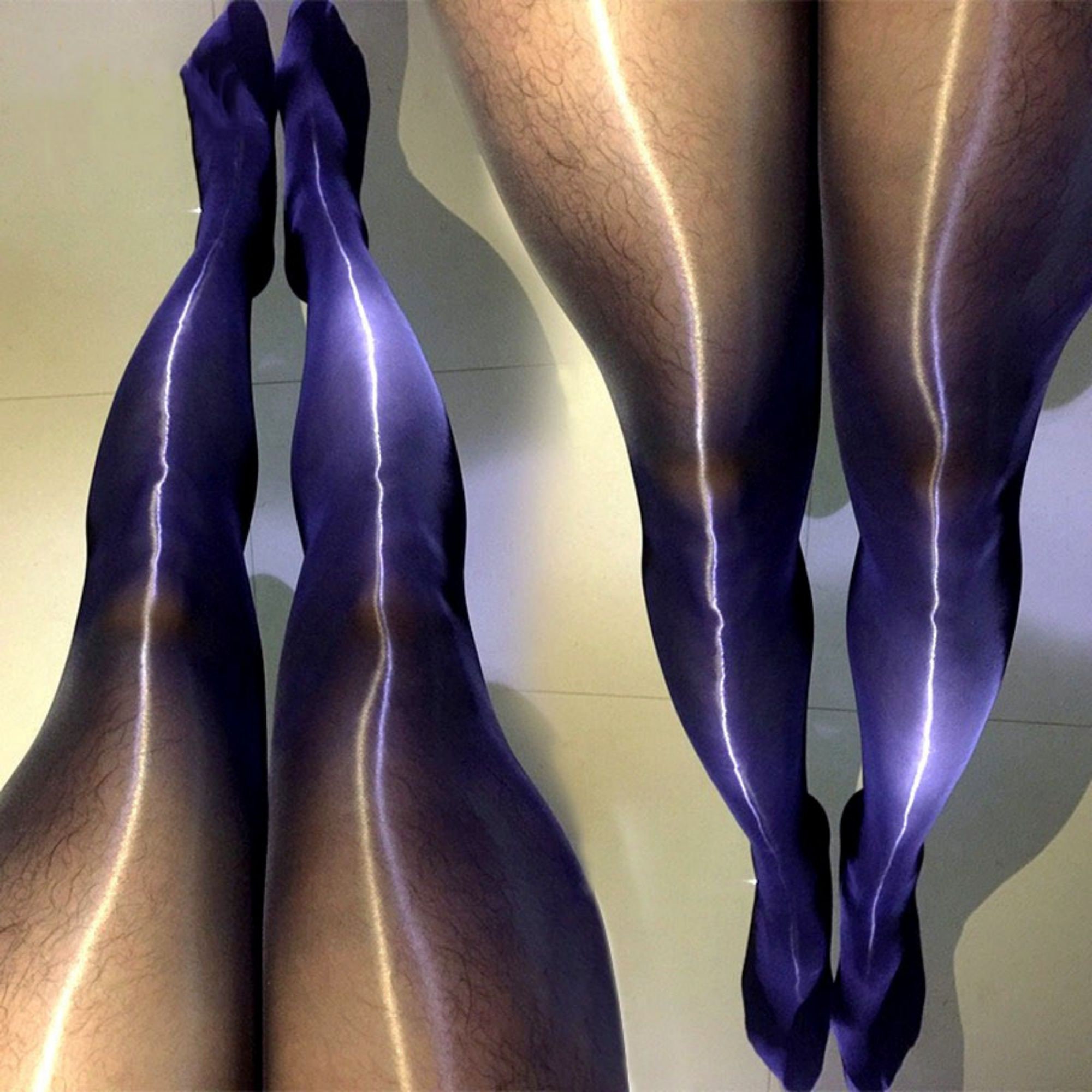 Plus Size Mens Shiny Pantyhose Super Elastic Glossy Stockings Sheer Tights  Hot