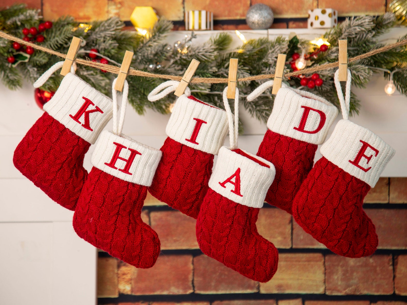 Initial Cable Knitted Stocking Mini Monogrammed Stocking Etsy