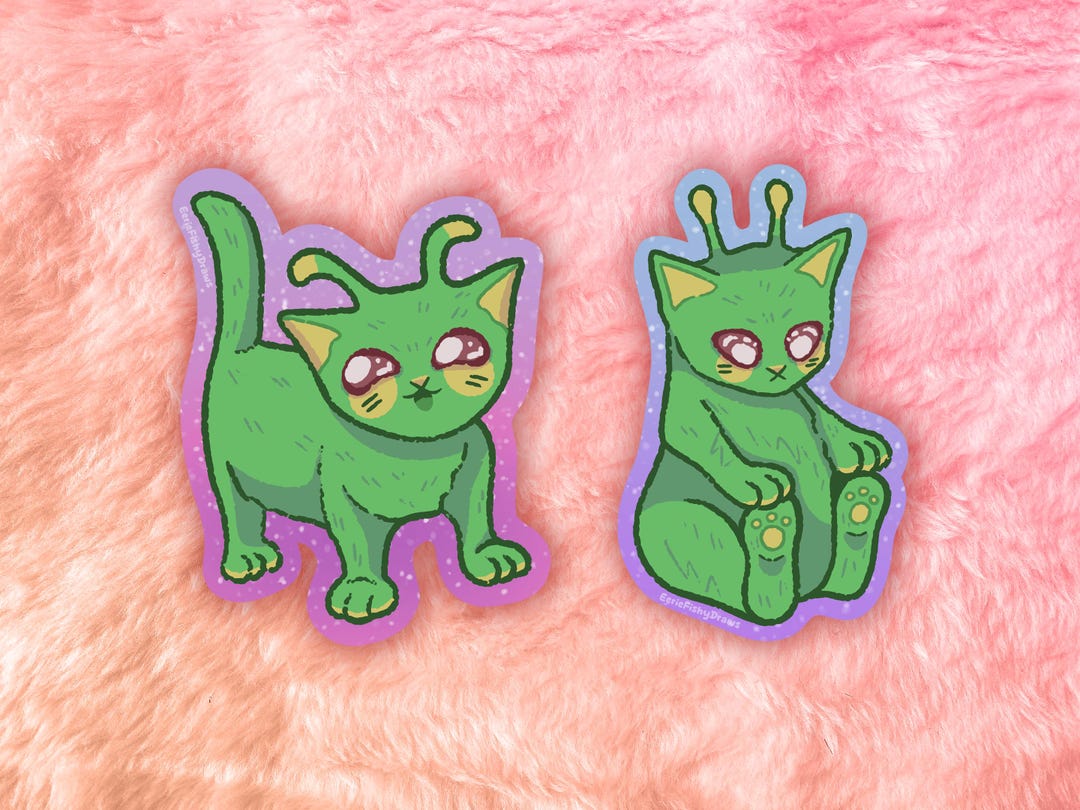 Alien Cat Vinyl Sticker SET - Etsy