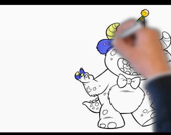 Happy Birthday geanimeerde video, Happy Birthday Just For You!, downloadbare verjaardagsgroet, gemakkelijk te verzenden en te delen, voor kind of volwassene