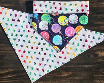 Bandana personalizzata per compleanno di animali domestici, reversibile con chiusura a scatto