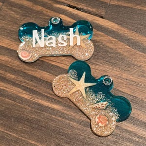 Personalized Ocean Resin Dog Tag – Summer Pet ID