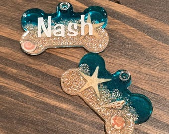 Personalized Ocean Resin Dog Tag – Summer Pet ID