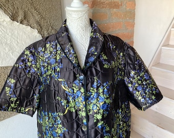 Vintage Nightie Black Quilded 50s Night Dress