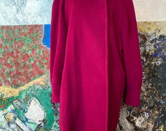 Vintage Coat 1980s Woman Wool Jacket made in Italy Violet Coat