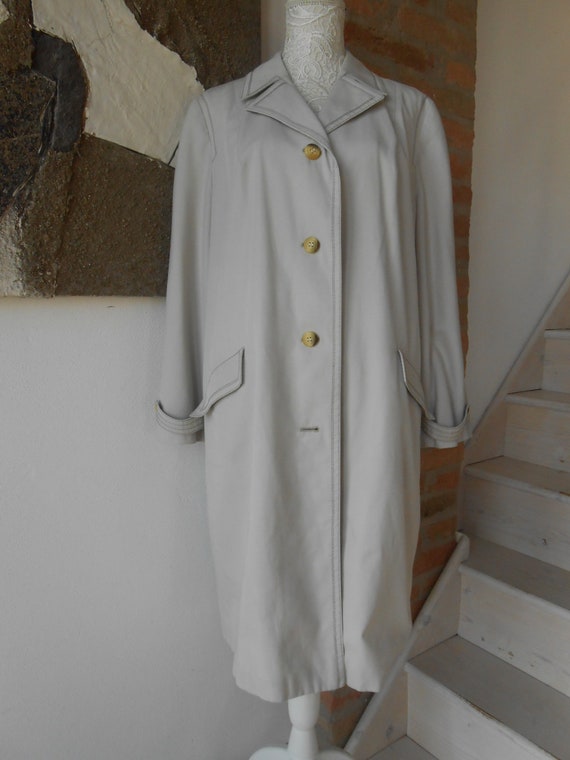 Trench-coat Vintage Années 60 En Laine Vierge Gris - Taille 38, Style Rétro Et Intemporel