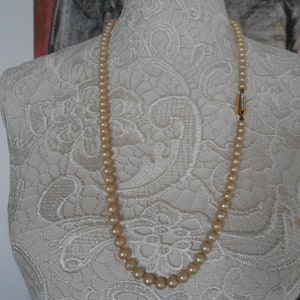Vintage Faux Pearl Necklace Long Knotted Glass Pearls 80s