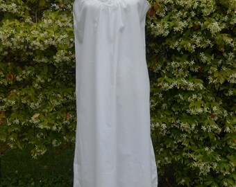 Vintage Nachthemd Weiß Baumwolle Romantisches 40er Jahre Nachthemd