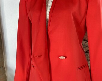 Genny Vintage Coral Red Blazer 1980s Wool Italian Vintage Jacket