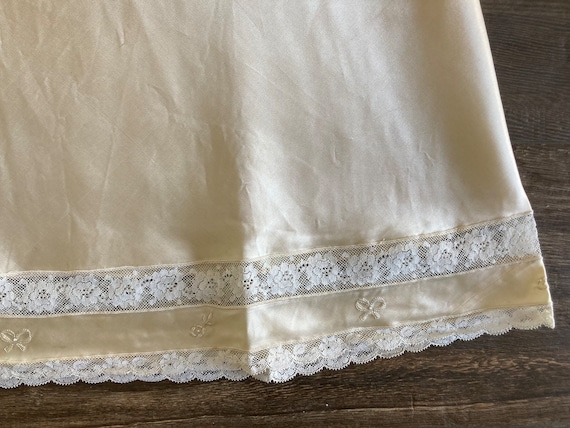 Vintage Silk Satin Ivory Petticoat Handmade Night… - image 4