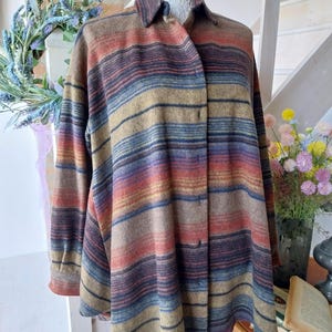 Vintage Fleece Shirt Rainbow Striped