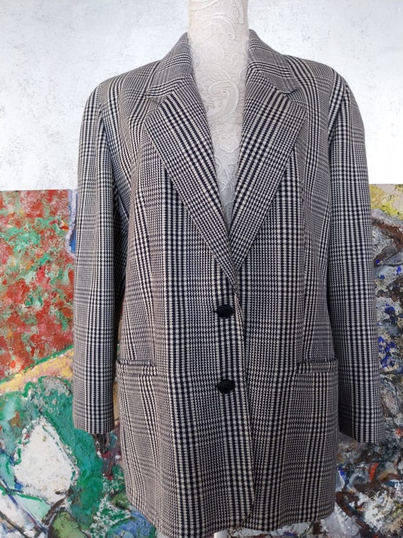 Vintage Blazer 1980s Prince of Wales Fabric Itali… - image 2