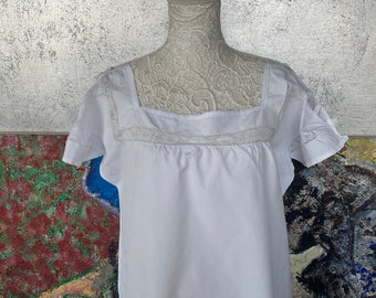 chemise de nuit vintage en coton blanc robe de nuit romantique des années 40