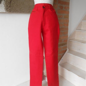 Vintage Hose Rote Jeans 1980er Jahre High Waist