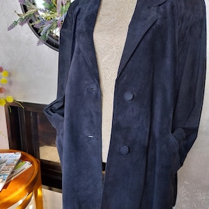 Vintage Jacket Leather Suede 80s Blue