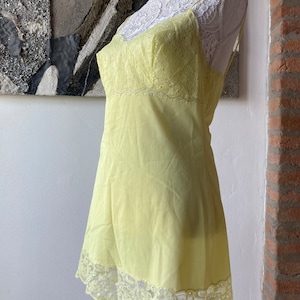Vintage Petticoat 1970s by La Perla Nightgown Yellow Lace