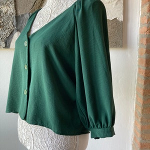 Vintage Frauen Bluse Grünes Hemd 80er Jahre