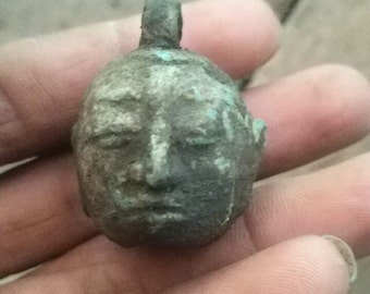 Early Javanese Bronze Budha Head Amulet | Uncleaned - Unearth finds
