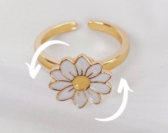 Daisy Dreams Spinning Ring | Adjustable Golden Fidget Ring | Gift