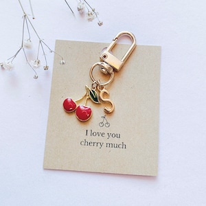 Personalised Cherry Charm with Initials & Gift Message / Love Letter | Airpods Keyring Accessory | Custom Bag Pendant | Gift
