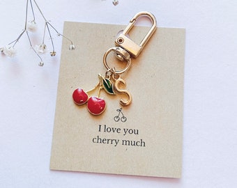 Personalised Cherry Charm with Initials & Gift Message / Love Letter | Airpods Keyring Accessory | Custom Bag Pendant | Gift