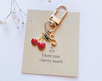 Personalised Cherry Charm with Initials & Gift Message / Love Letter | Airpods Keyring Accessory | Custom Bag Pendant | Gift