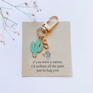 Personalised Cactus Charm with Initials & Gift Message / Love Letter | Airpods Keyring Accessory | Custom Bag Pendant | Gift