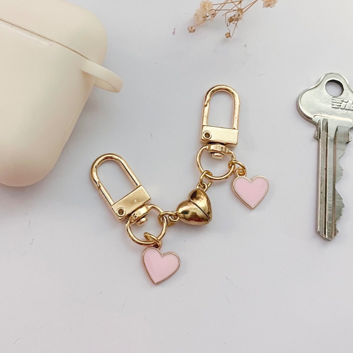 Connecting Magnetic Heart Friendship / Couples Keychain Charms Set ...