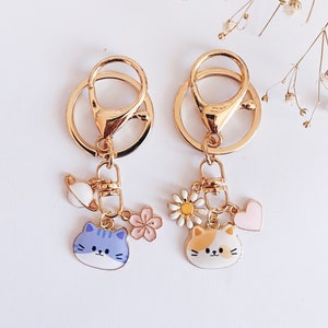 Cute Cat Lover Keychains | Bag Charm | Lobster Clasp | Kitty Cat Lover | Custom Keyring | Gift