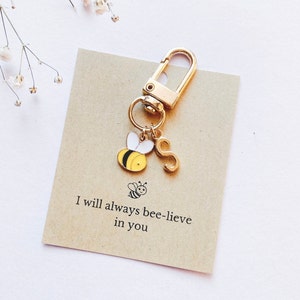 Personalised Bee Charm with Initials & Gift Message / Love Letter | Airpods Keyring Accessory | Custom Bag Pendant | Gift