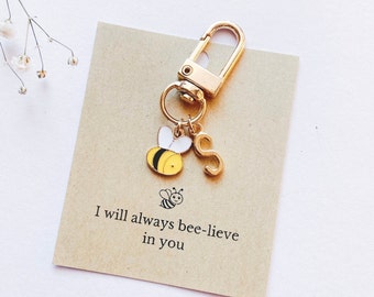 Personalised Bee Charm with Initials & Gift Message / Love Letter | Airpods Keyring Accessory | Custom Bag Pendant | Gift