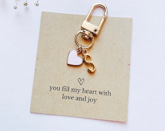 Personalised Heart Charm with Initials & Gift Message / Love Letter | Love Heart Airpods Keyring Accessory | Custom Bag Pendant | Gift