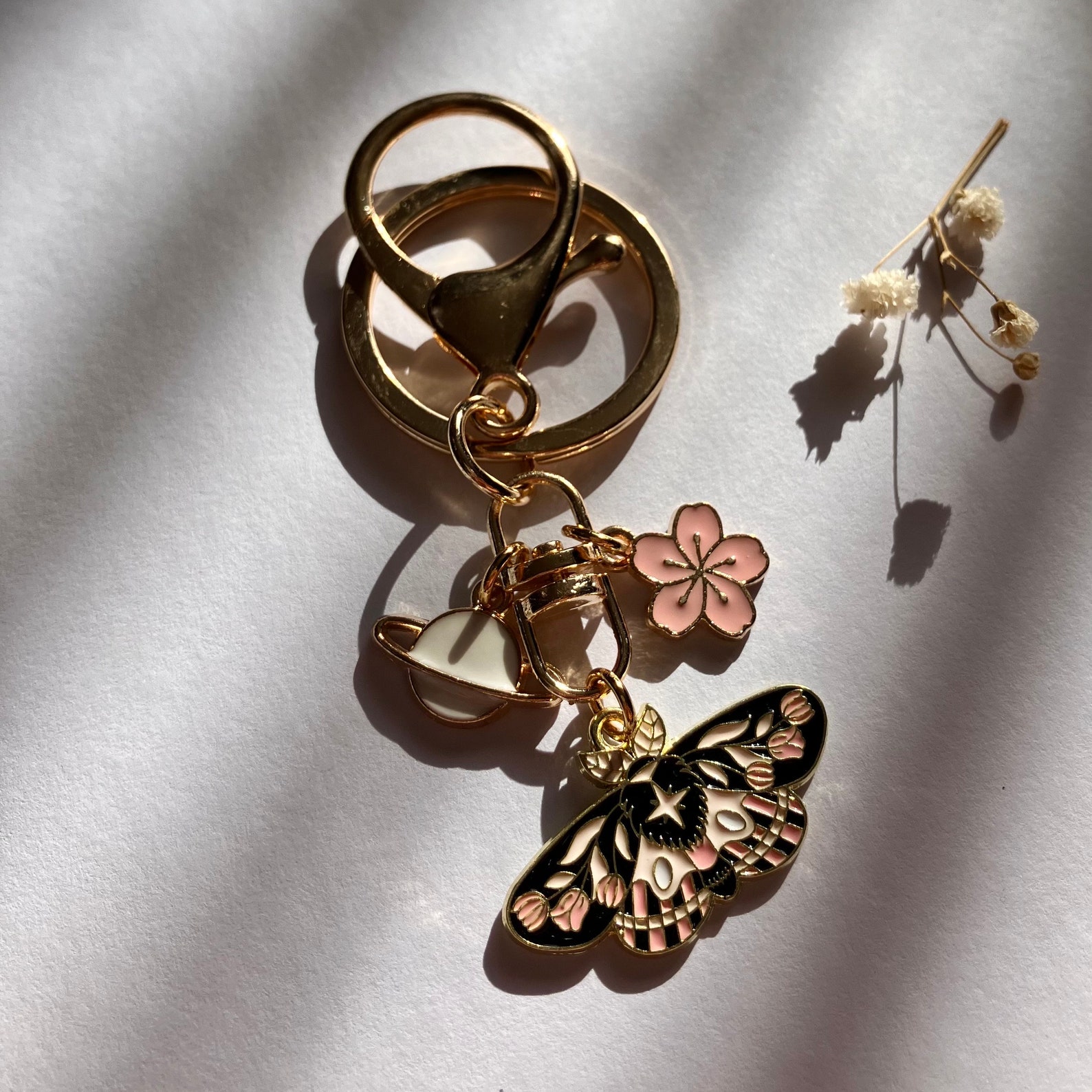 Moth Key Racks Ethereal Moth Keychain | Bag Charm | Butterfly Flower Nature Gift ...