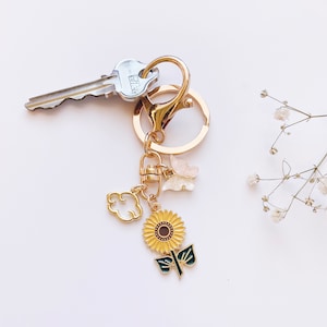 Sunny Garden Keychain | Bag Charm | Sunflower Nature Gift | Custom Keyring | Keys Accessory