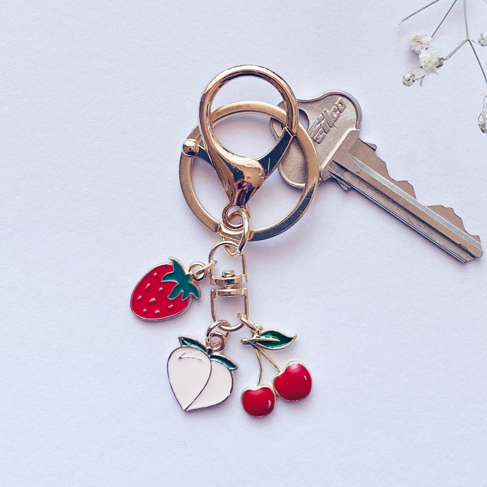 Fruity Keychain | Bag Charm | Strawberry Cherry Peachy Gift | Custom ...