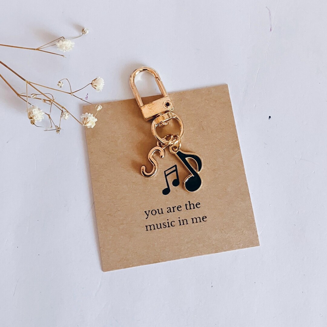 Key Ring Note Personalised Musical Note Charm With Initials & Gift Message / Love ...