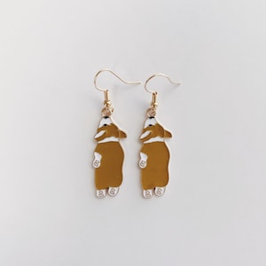 Corgi Love Earrings | Cute Dangle Drop Earrings | Dog Lover Statement Earrings | Gift