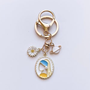 Girl with a Pearl Earring Keychain | Bag Charm | Johannes Vermeer Art Lover Accessory | Custom Keychain | Keys Accessory | Gift