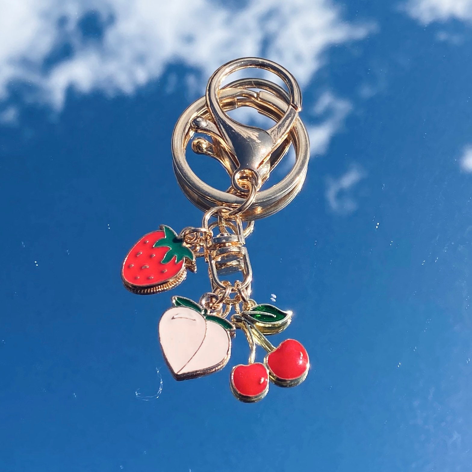 Fruity Keychain | Bag Charm | Strawberry Cherry Peachy Gift | Custom ...