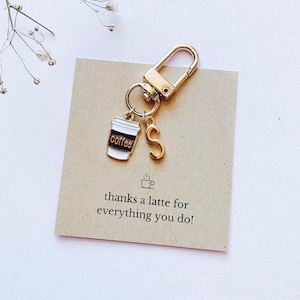 Personalised Coffee Charm with Initials & Gift Message / Thank You Message | Airpods Keyring Accessory | Custom Bag Pendant | Gift