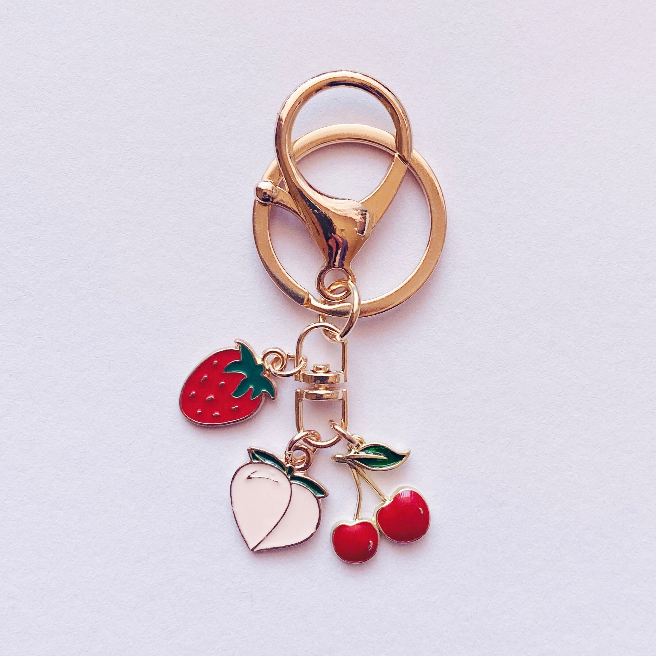 Fruity Keychain | Bag Charm | Strawberry Cherry Peachy Gift | Custom ...